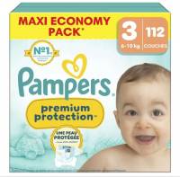 Maxi Pack de Couches Pampers Premium Protection T3 x112 - Différentes Tailles et Variétés Disponibles (Via 24,43€ sur la Carte de Fidélité) à 10.47 €