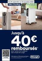 Jusqu'à 40€ remboursés pour l'achat d'un radiateur bain d'huile De'Longhi à 0 €