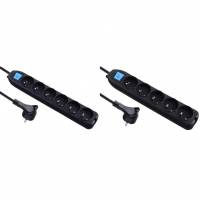 Lot de 2 multiprises Electraline Interrupteur/fiche Plate 1,5 m Noir 5 et 6 prises à 13.96 €