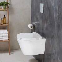 Pack WC suspendu blanc cuvette sans bride Fuerte et bâti-support sol et mur Grohe à 245 €