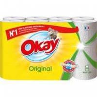 Pack de 8 rouleaux d'essuie-tout blanc OKAY (via 2,17€ en avantage carte) à 3.26 €