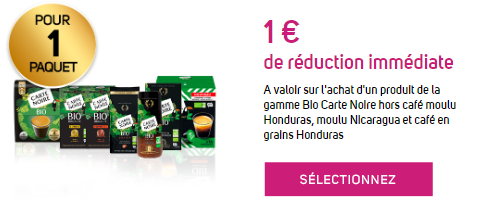 Bon de réduction sur la gamme café carte noire bio