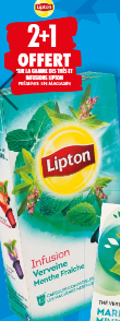 Promotion du catalogue carrefour 2+1 gratuit gamme Lipton thés et infusions 