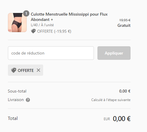 Culotte menstruelle gratuite mool