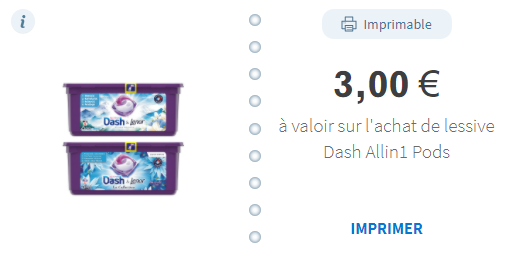 Bon de réduction dash envie de plus $