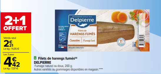 Hareng fumé delpierre promotion carrefour