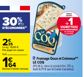 Bon de rédcution le coq fromage 