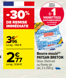 Beurre paysan breton promotion 