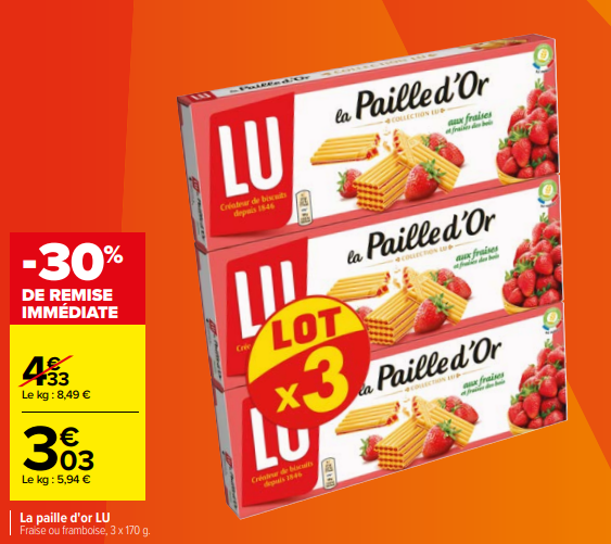Paille d'or promotion carrefour