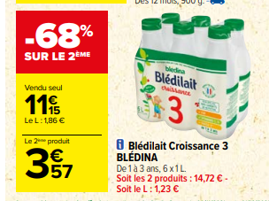 Lait bledina promo carrefour