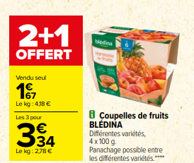 Coupelle de fruit bledina promo carrefour