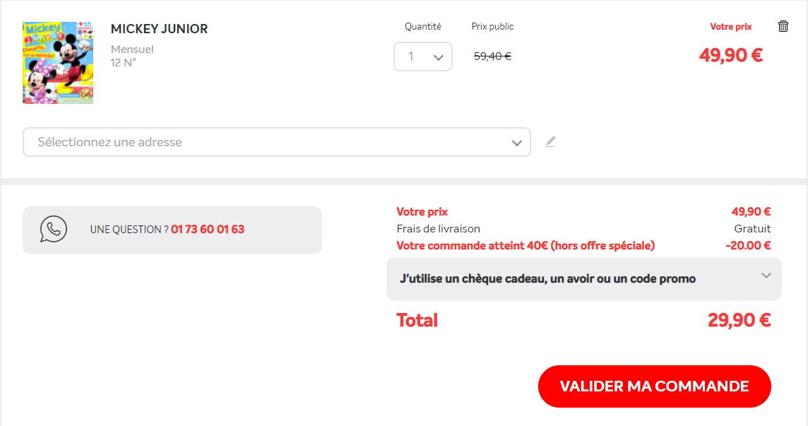 Abonnement mickey junior 12 mois kiosque FAE