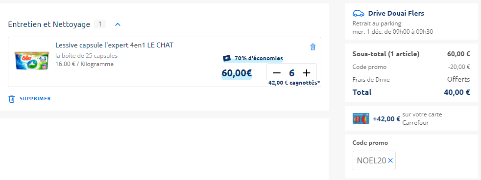 Lessive le chat l'expert capsule promotion carrefour