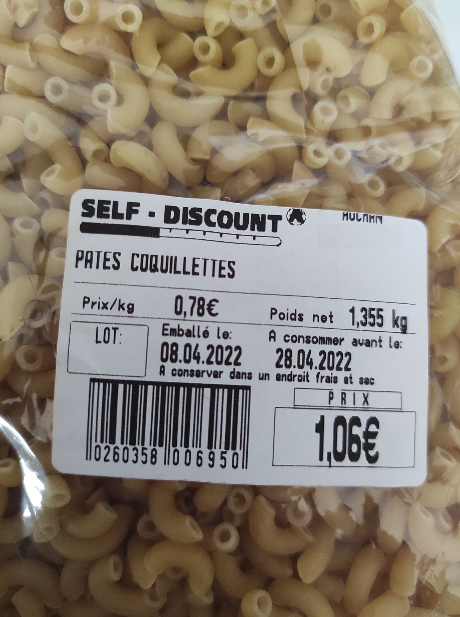 Coquillettes pâte discount 