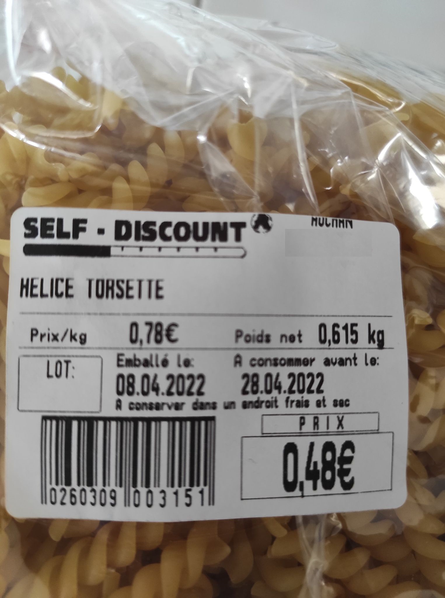 Torsette pâte discount 