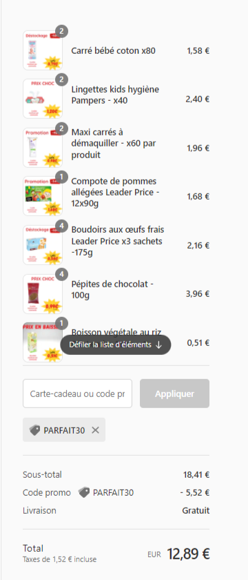 Leader price club preuve code promo produits discount