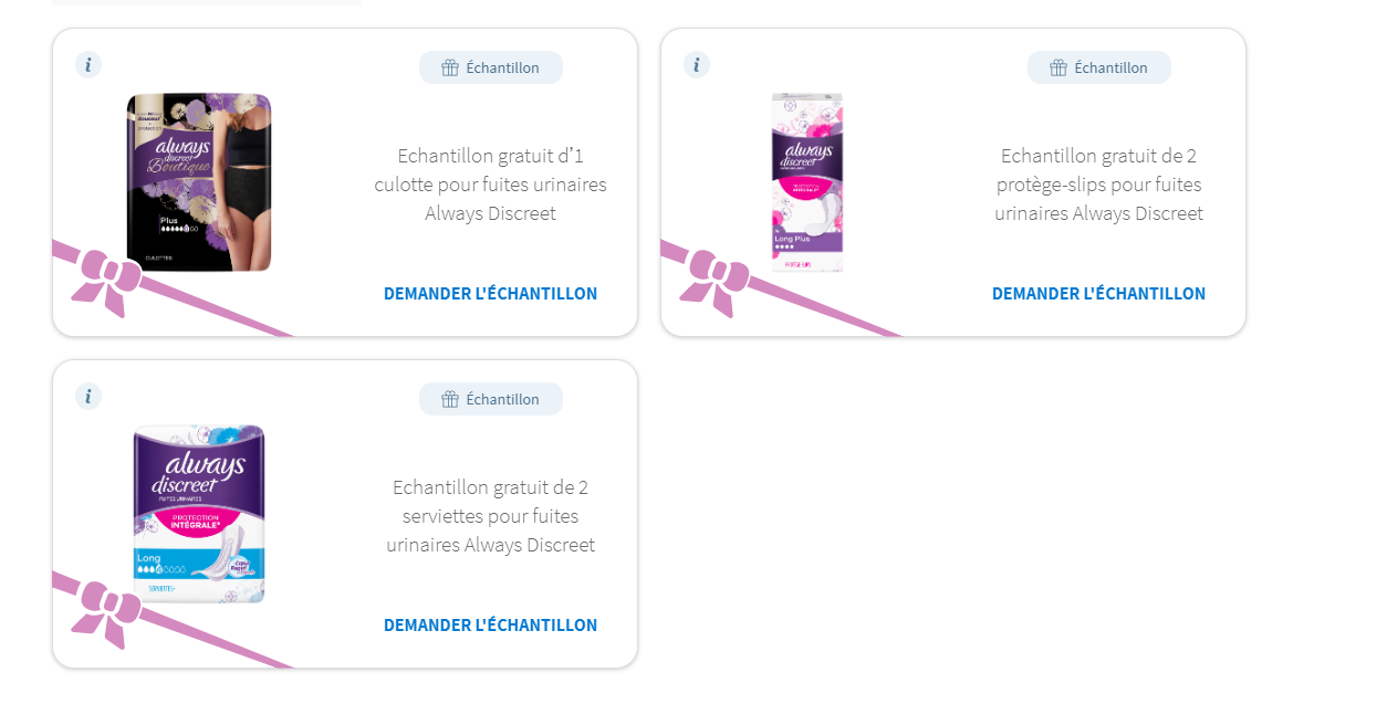 Echantillon envie de plus always discreet