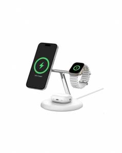 Station de Charge Belkin 3-en-1 Qi2 Blanc ou Noir - pour iPhone, Apple Watch, et AirPods (shop.cec.fr) à 89 €