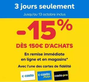 -15% dès 150€ d’achats à 0 €