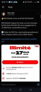 Forfait NRJ mobile par parlier de 500 giga à 17.99 €