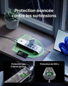 Multiprise Belkin - Parafoudre, 8 Prises +2 USB à 22.99 €