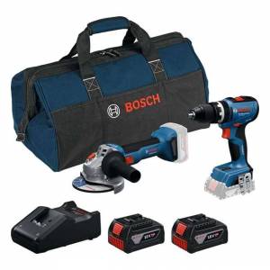 Kit Perceuse Bosch Pro GSB 18V-65 + Meuleuse GWS 18V-8 + 2 batteries 4Ah + chargeur + sac à 279 €