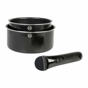 Lot de 2 Casseroles Aluminium recyclé Sitramovible Family Sitram 715484 - Ø 16-20 cm H 7.5-9 cm, manche amovible, Tout feux dont induction à 23.6 €