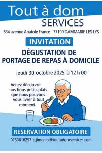 Dégustation gratuite de portage de repas à domicile - Dammarie-les-Lys (77) à 0 €