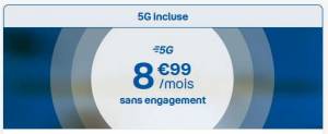 Forfait mobile B&YOU Appels / SMS illimités + 80 Go Data 5G + 25 Go en Europe (sans engagement) puis 10.99€/mois apres 12 mois à 8.99 €