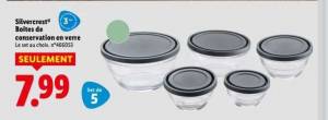 Set de 5 boites de conversation en verre Silvercrest à 7.99 €