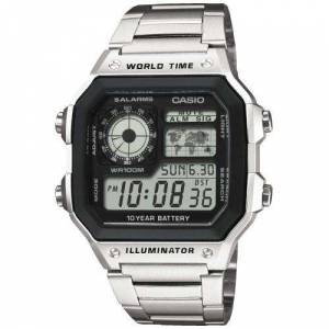 Montre AE-1200WHD-1AVEF Casio - LED, 10 ATM, bracelet inox à 29.99 €