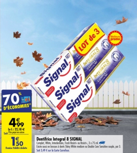 Signal 1 lot de 3 tubes 0,50€ au lieu de 4,99€