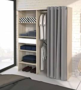 Dressing à rideau Bali Acacia + rideau gris à 79.95 €