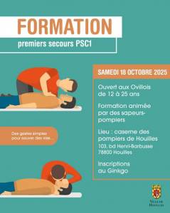 Formation PSC1 gratuite pour les jeunes habitants de 12 à 25 ans - Houilles (78) à 0 €