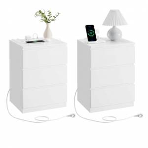 Lot de 2 Tables de Chevet Vasagle Kailyn Collection - 3 Tiroirs, 2 Prises CA, 2 Ports USB (Vendeur Tiers) à 79.99 €