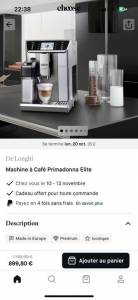 De longhi primadonna elite à 899.8 €