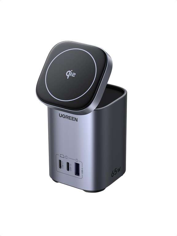 Chargeur Station Ugreen Nexode 65W GaN - 3 Ports et Qi2 15W (Vendeur Tiers Ugreen) à 53.81 €