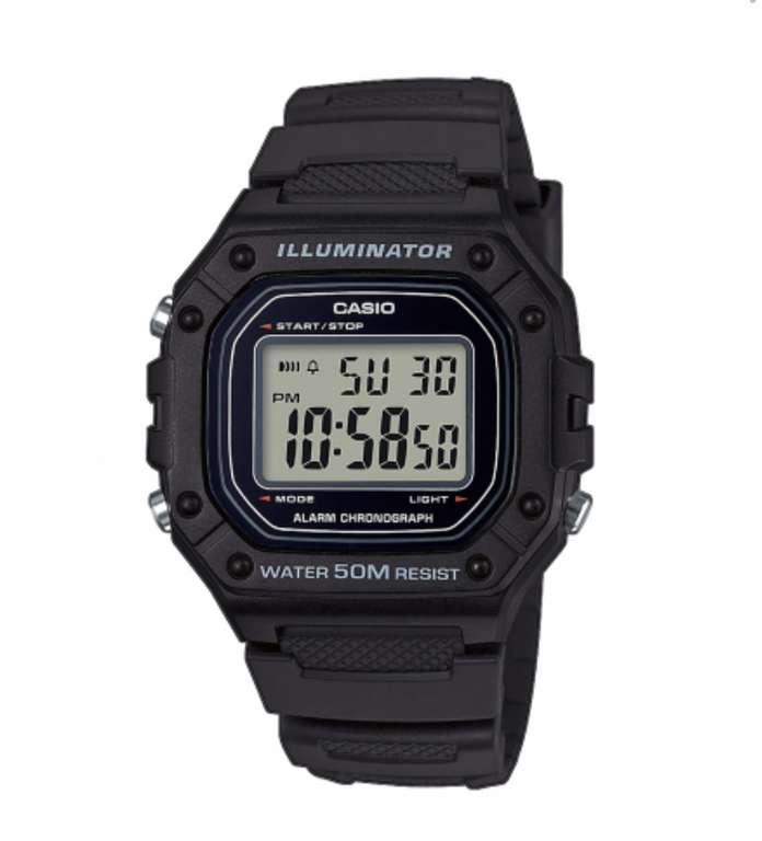 Montre Casio W-218H-1AVEF - Digitale, Résine, Étanche 5 ATM, Chronomètre 1/100 s, LED, Alarme, Pile 7 ans à 21.98 €