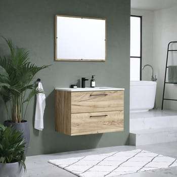Meuble simple vasque, 2t l.80 x H.55 x P.45 cm, effet chêne, Serena à 149.9 €