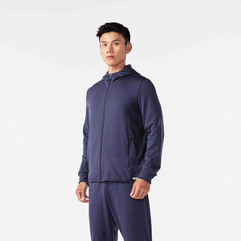 Veste de running chaude à capuche Kiprun Run 100 Warm Bleue foncé - Du S au 2XL à 14.99 €