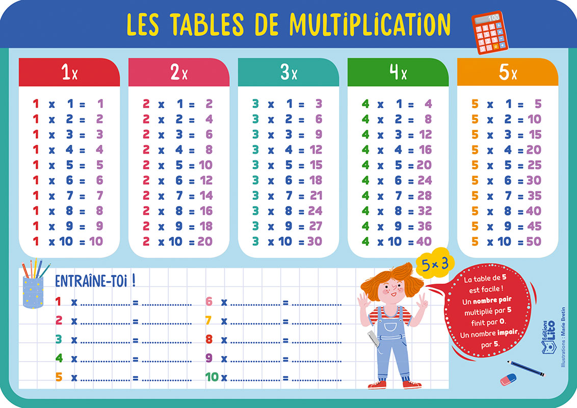 Ardoise tables de multiplication 2,90€