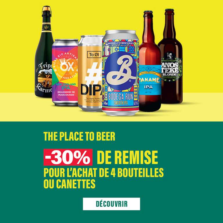 l'achat de 4 bouteilles ou cannettes à 4.75 €