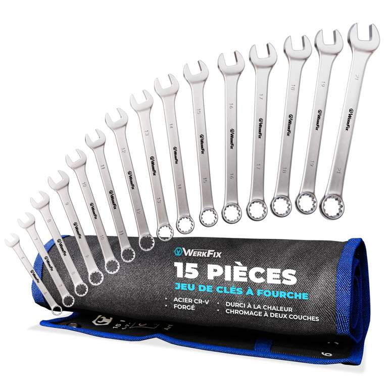 Jeu de 15 clés plate avec sacoche (Vendeur tiers) à 20.6 €