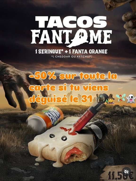 50% de Réductionsur toute la carte si vous venez déguisé - Chamas Tacos Ambilly (74) à 0 €