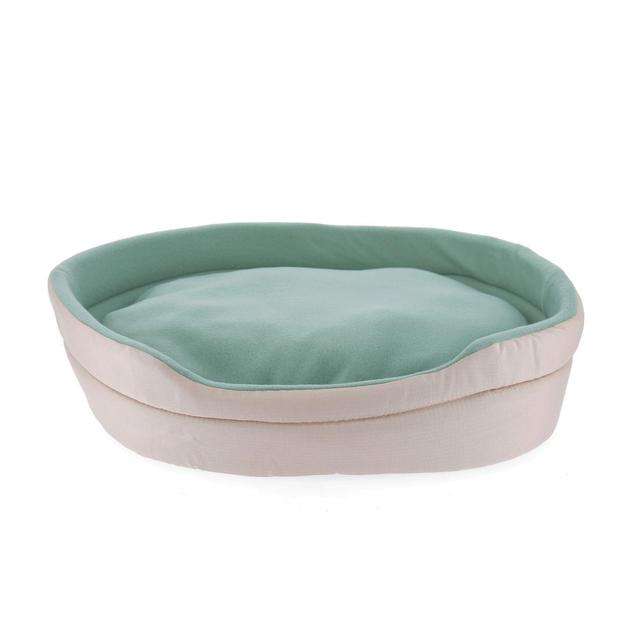 Panier Ovale Spot & Flash pour animaux - avec Coussin, 60x15x50cm, Beige, Vert à 12.99 €
