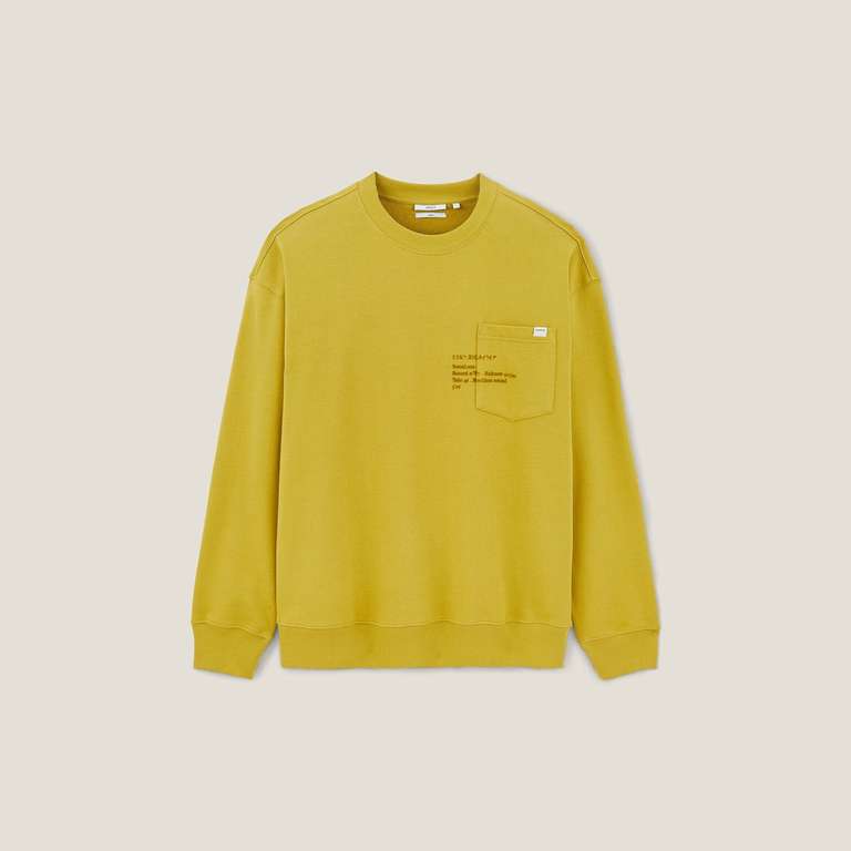 Sweat col rond poche et animation - Jaune foncé à 14.4 €