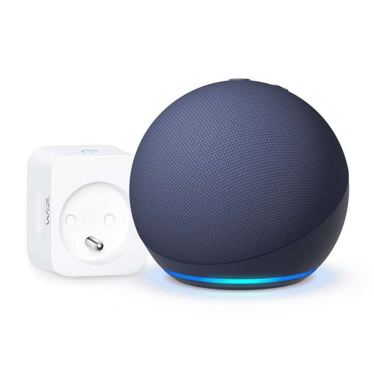 Kit de démarrage Maison connectée Echo Dot 5e génération, Bleu marine avec Prise Connectée WiZ, Fonctionne avec Alexa à 30.9 €