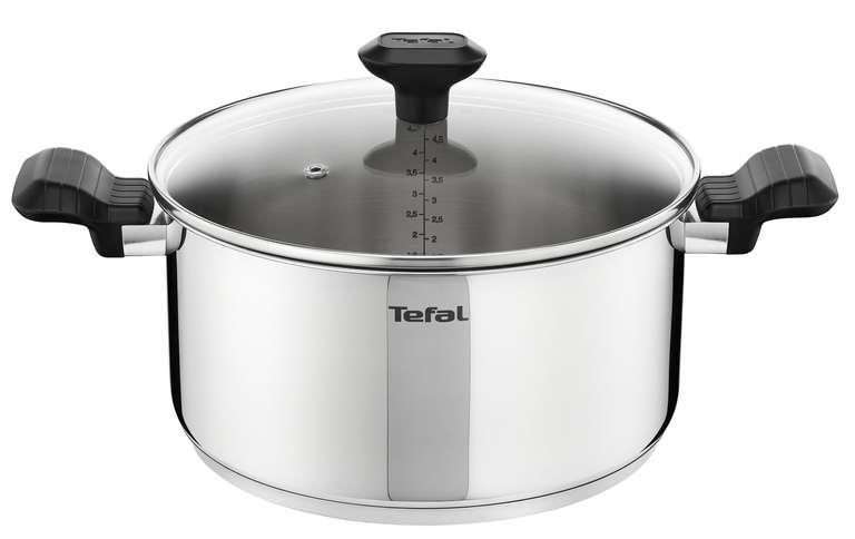 Faitout 24 cm Tefal Comfort Max + couvercle verre - Induction, Inox haute qualité, Poignées thermo-isolées, Garantie 10 ans C9734604 à 23.99 €