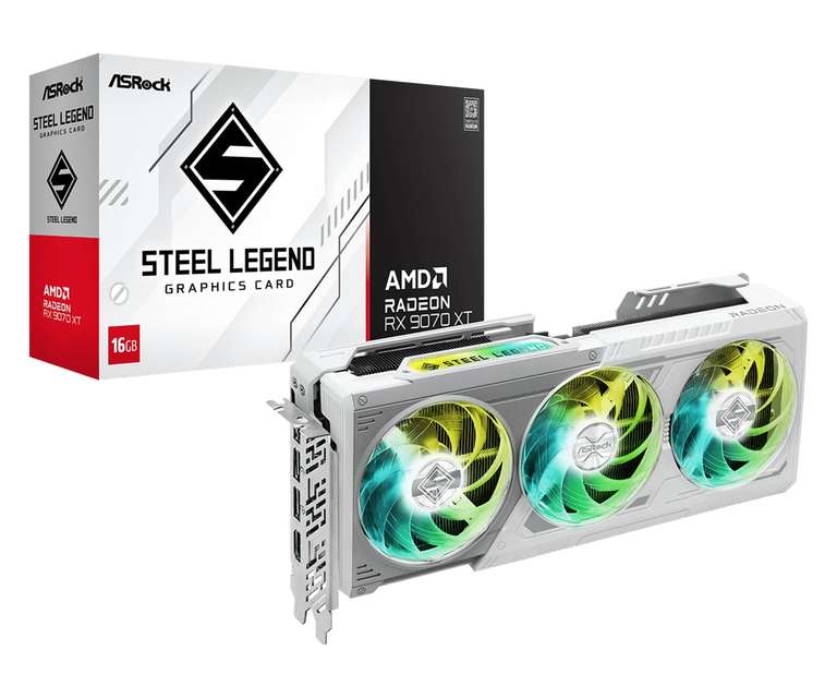 Carte Graphique ASRock RX 9070 XT 16 Go Steel Legend White à 647.39 €