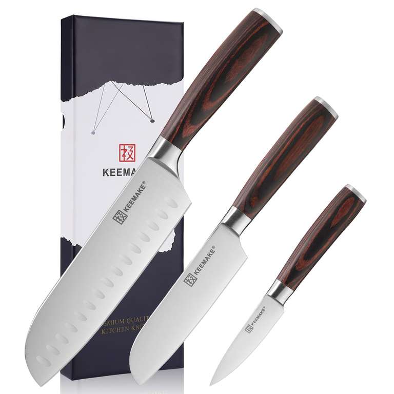 Set 3 couteaux cuisine Keemake - Acier Inoxydable (vendeur tiers) à 30.77 €